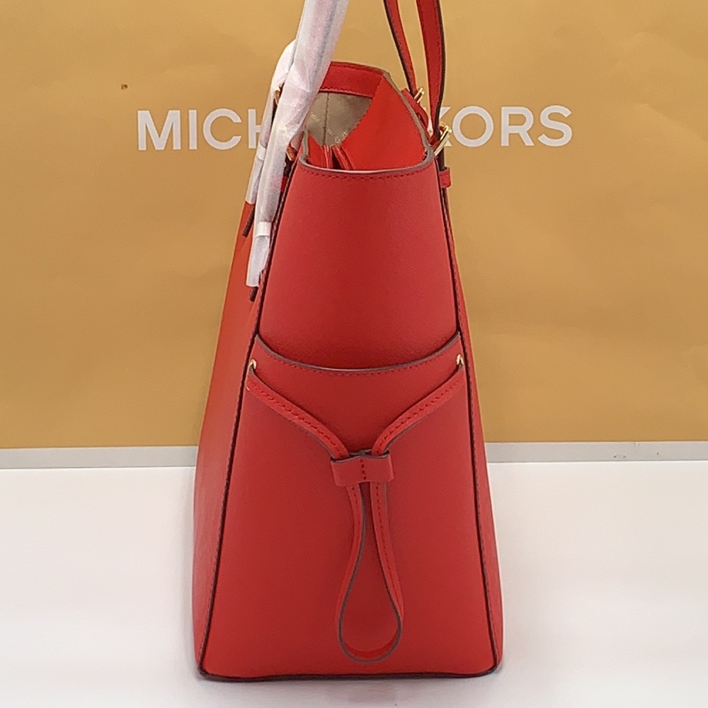 MICHAEL KORS 
Gilly Large Saffiano Leather Tote Bag BRIGHT RED COLOR - Picture 4 of 16